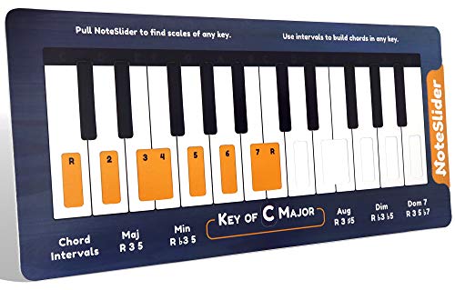 NoteSlider for Piano: Slide to Find Piano Chords and Scales in Every Key. Fun and Interactive Way to Learn to Play Piano Musical Scales. Easier to Read and More Portable than a Piano Chord Chart.