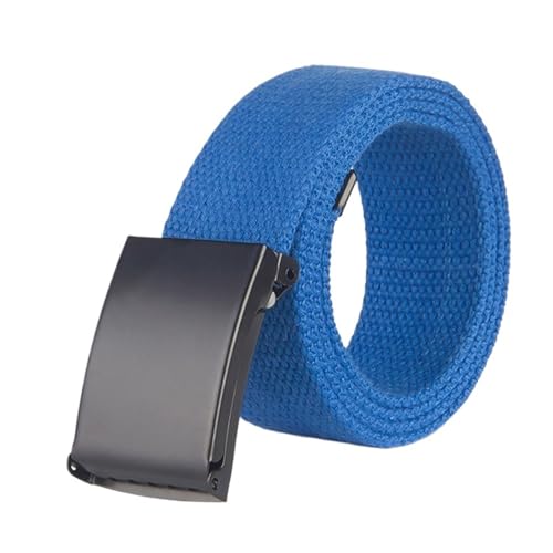 Belt, Canvas Belt, Metal Buckle, Men's and Women's Boys' Jeans Belt, Candy Colored 120cm Belt(Blue)