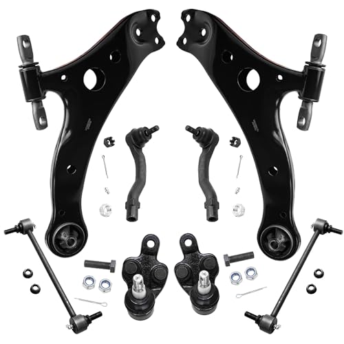 Image of Detroit Axle - 8pc Front End Control Arms Kit for Toyota Camry Highlander Lexus ES300, 2 Lower Control Arms 2 Lower Ball Joints 2 Outer Tie Rods 2 Sway Bar Links Replacement