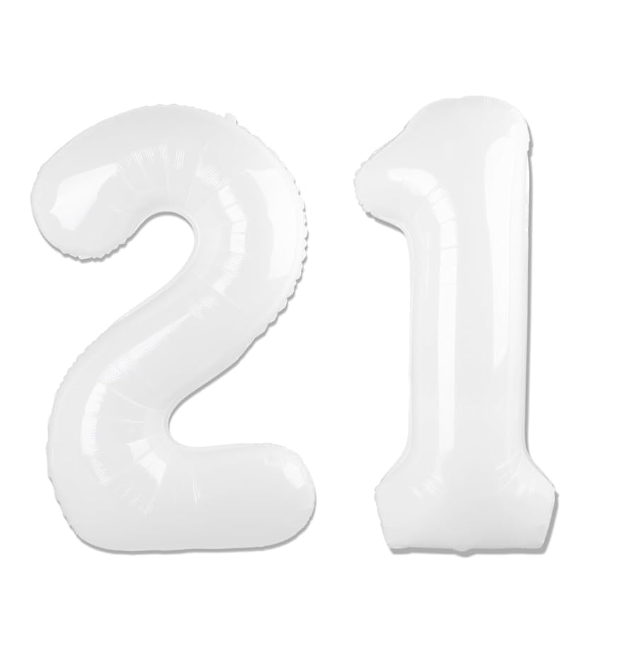 Amazon.com: White Number 21 Balloon 40 inch, 21 Number