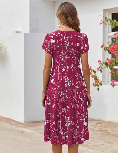 Image of ZEAGOO Womens Casual Dresses for Summer Short Sleeve Flare Midi Dress Loose Flowy Beach Sundress