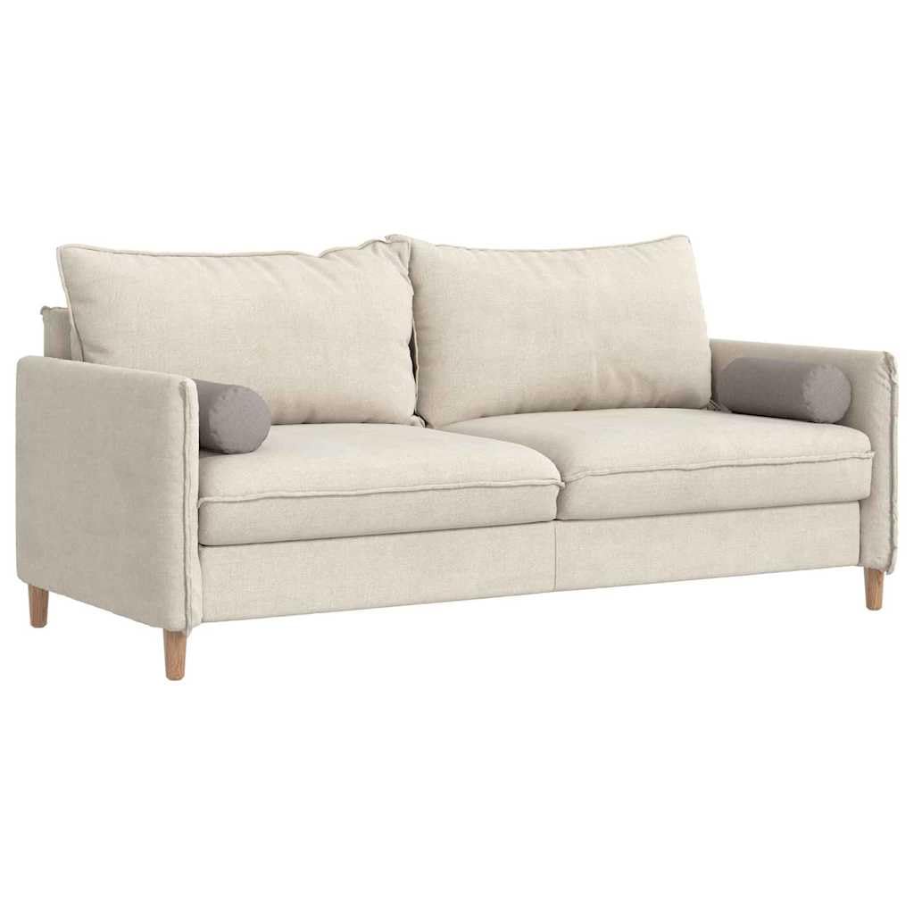 Bolsterkissen 2 Stück, Taupe Stoff Ø 15 x 40 cm, mit abnehmbarem Bezug, weiche Polyesterfüllung für Sofa, Bett, Homeoffice, Bequeme Nackenrolle