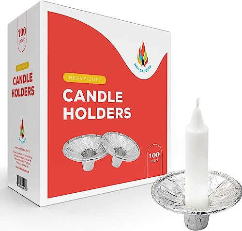 The Dreidel Company Extra Heavy Disposable Candle Holders 100 Pack - Disposable Candle Drip Cup Aluminum Foil Drip Cup Bobeches