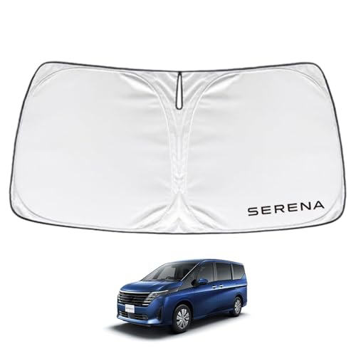 SAWAKAKI 日産 セレナ C28系 専用設計 サンシェード フロントガラス用 ロゴ付き 日焼け防止 断熱 UVカット 紫外線カット 暑さ対策 コンパクトに収納