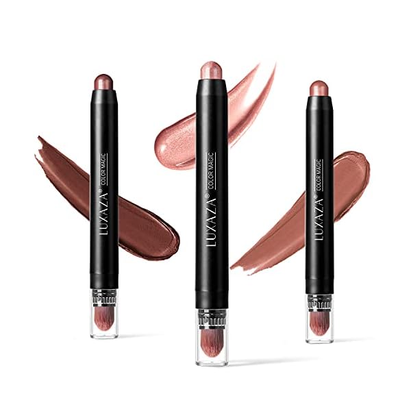 LUXAZA-3Pcs-Neutral-Brown-Eyeshadow-Stick-Set-Matte-And-Shimmer-Creamy-Eyeshadow-Pencil-Shiny-Pink-Shadow-Stick-Set-Waterproof-Long-Lasting-Smoky-Eye-Shadow-Pen LUXAZA 3Pcs Neutral Brown Eyeshadow Stick Set, Matte And Shimmer Creamy Eyeshadow Pencil, Shiny Pink Shadow, Waterproof Long Lasting Smoky Eye Makeup