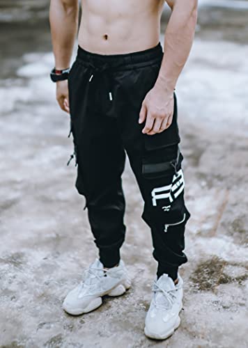 MOKEWEN Men's Cargo Pocket Ankle Band Pants with Elastic Waist2