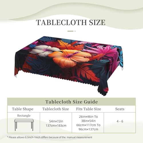 Nappe de table rectangulaire lavable imprimée tropicale anti-tache pour salle à manger - 7