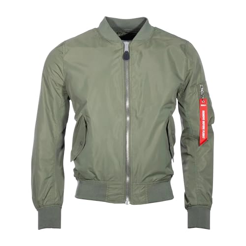 Mil-Tec US Fliegerjacke MA1® Summer • Leichte Herren Bomberjacke im US Air Force Stil • Windfeste Pilotenjacke • Als Herbstjacke, Frühlingsjacke. Übergangsjacke • In Oliv, Größen S-3XL