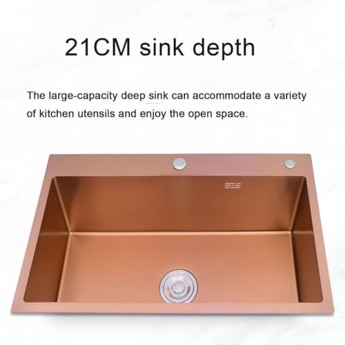 Fregadero de Cocina Moderno de Acero Inoxidable Rose d para instalación bajo encimera, de un Solo Seno, fácil de Instalar, Resistente a arañazos y Manchas para cocinas Elegantes.