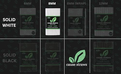Image of Biodegradable Premium Drinking Straws | 100 Straws (8mm Wide) | White Colour | Best for Juice, Soft Drinks and Cocktails | Sip for A Cause | (8MM, White)
