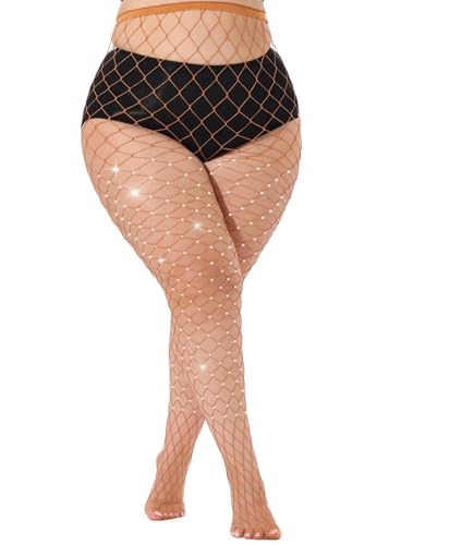 Image of Plus Size Fishnet tights Glitter stockings Sparkly Pantyhose Leggings for women-Big Mesh