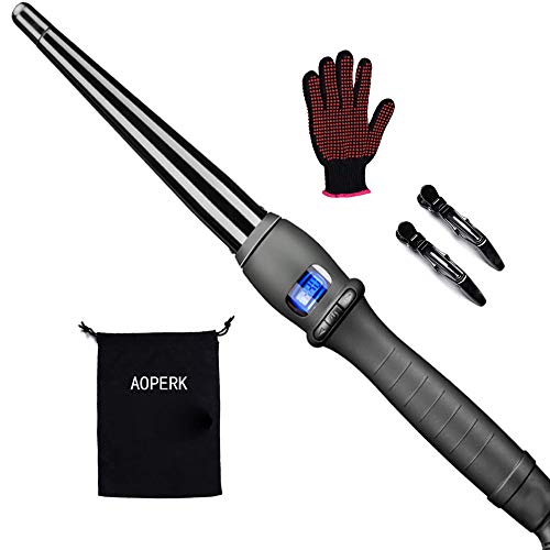 AOPERK Curling Wand - Tapered Clipless Curling Tong with ½ to 1 Inch