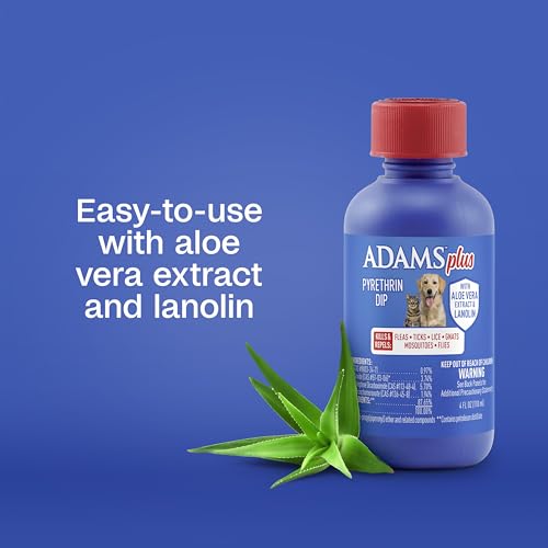 Image of ADAMS Plus Pyrethrin Flea Dip For Dogs and Cats, Kills & Repels Ticks, Lice, Gnats, Mosquitoes, Fleas & Flies, For dogs, cats, puppies, and kittens, 4 Fl oz