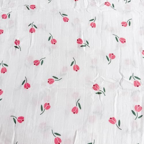 Image of Ali+Oli Muslin Swaddle Blanket for Baby (Tulip) Large 47 inch x 47 inch Soft Rayon Made from Bamboo & Organic Cotton, Machine Washable Receiving Blanket Wrap for Newborn to Toddler