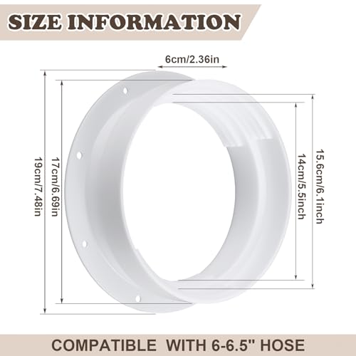 1 Set White Dual Size Wall Mount Connector for Portable Ac Vent Ac Exhaust Hose Coupler for 6 and 6.5 Inches Hose Accessories Plug