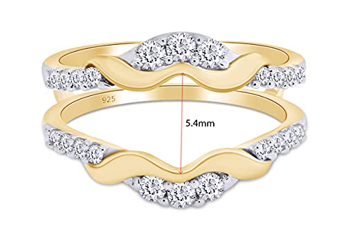 AFFY 1/3 Ct. Round Chevron Ring Guard Enhancer with Cubic Zirconia in 14K Yellow Gold Over Sterling Silver 0.33 Carat2