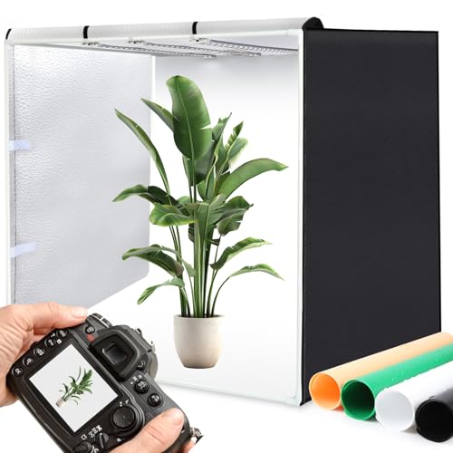 PULUZ 80CM大型撮影ライトボックス、234個LEDチップ 色温度5500K HighCRI ≥95 4色PVC背景布、3本の可動式LEDライトパネル 無段階調光機能付き中古品撮影ボックス、大型商品撮影用、InstagramやYouTubeの画像/動画撮影、製品ライブ配信用照明ボックス[ 80cm 撮影ボックス]