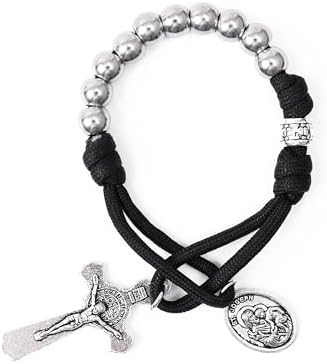 Nazareth Store Strong Military One Decade Paracord Rosary Silver Beads Pocket...