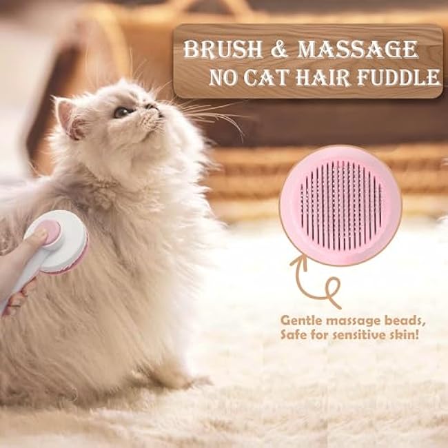 3PCS Pink Cat Grooming Kit, Nail Clipper Trimmer and Nail File, Brush for Shedding, Comb for Long Haired Cats, Pet Supplies and Essentials, Gifts for Cat Lover-KGtDw1Dj