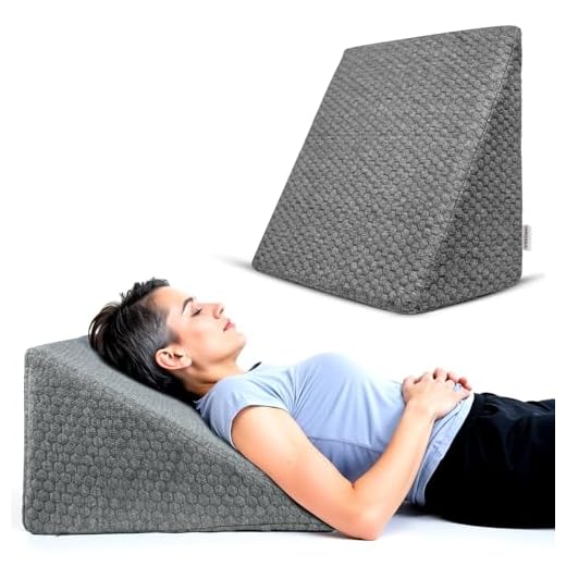 AGEasy Antara Wedge Pillow | Memory Foam Triangular Cushion for Back Support, Leg Elevation, Pregnancy, Acid Reflux, Snoring | Improves Comfort & Posture While Sitting/Working on Bed | Dark Grey