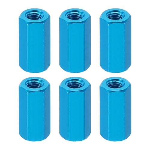 Image of PATIKIL M3 Hex Nuts, 6pcs M3 Threaded Spacers Aluminum 12mm L Female Metal Spacer Screw Standoff for M3 Screw Bolts RC Car Drones Stacks Motherboard, Blue