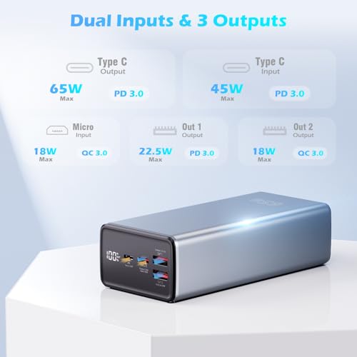 Zkpilse T146LP 65W Laptop Power Bank 50000Mah Fast Charging For Laptop, Large Travel Laptop Battery Power Bank For Camping, Usb C Led Display Portable Phone Charger Battery Power Banks thumb #4