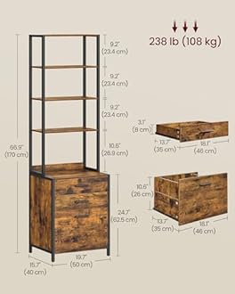 VASAGLE 3-Drawer Filing Cabinet, File Cabinet for Home Office, with Height-Ad...