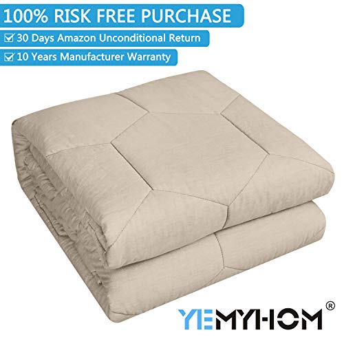 YEMYHOM 100% Cotton Weighted Blanket Adult Bed Heavy Blankets with Glass Beads (60"x80" 20 lbs, Stone)