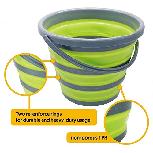 2.6 Gallons Fold Ice Bucket, Foldable Plastic Bucket For House Cleaning, Durable Bpa Free Gardening Bucket For Hiking, Backpacking, Camping, 10L - Green #TOP4