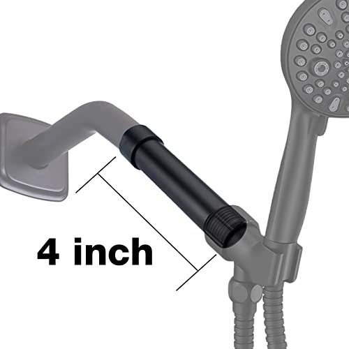 Matte Black Shower Arm Extension 4 Inch Arm Mount Extender For Rainfall Shower Head Combo, High Flow Female To Male 1/2 Inch Shower Pipe #TOP1