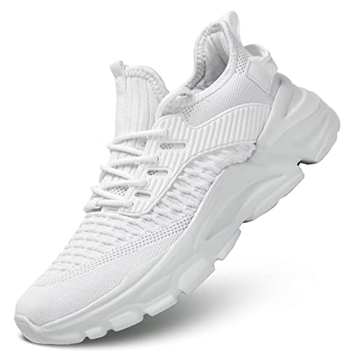 Srenket Tênis de corrida masculino, antiderrapante, respirável, leve, leve, esportivo, caminhada, academia, trabalho, Branco, 39