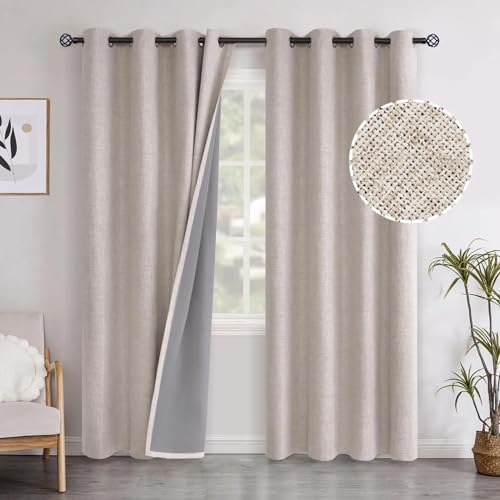 Rideau occultant beige à œillets W250x270cm pour salon - 7