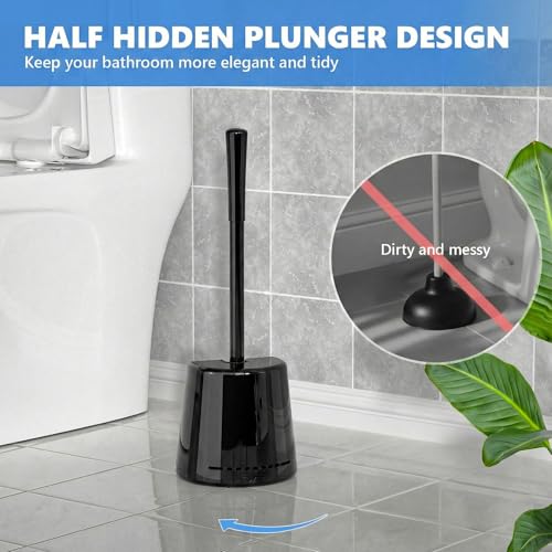 Image of Toilet Plunger with Holder, Plungers for Bathroom Heavy Duty for 5.3-inch Toilet Drain, Toilet Plunger and Holder Combo for Bathroom Cleaning (Style 1)