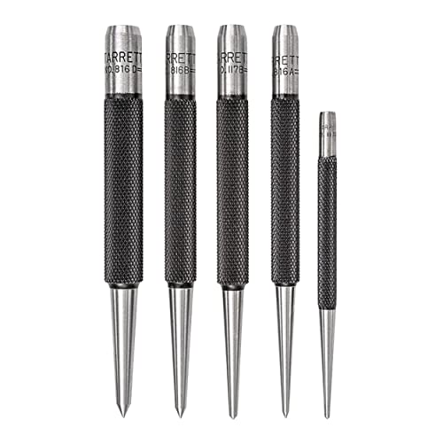 Starrett Steel Prick Center Punch With Round Shank And Knurled Finger Grip - 100Mm Length, 1.5Mm, 2Mm, 2.5Mm, 3Mm, 4Mm Diameter Tapered Point, 5 Pieces - S816Pc #TOP6