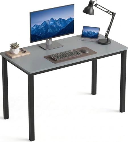 Blisswood Computer Desk 100 x 50 x 75 cm, Office Desk for Home, Small Study Writing Table, Wooden PC Desk with Metal Frame for Bedroom, Living Room & Workstation, Grey