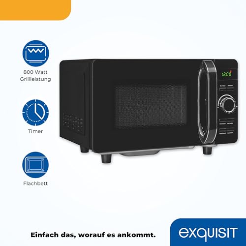 Exquisit Mikrowelle ohne Drehteller, 800 Watt Grill, 700 Watt, 20 Liter Garraumvolumen, Timer, Mikrowelle Flachbett, Auftaufunktion, MW4020-F-240DIG schwarz 4 Exquisit Mikrowelle ohne Drehteller, 800 Watt Grill, 700 Watt, 20 Liter Garraumvolumen, Timer, Mikrowelle Flachbett, Auftaufunktion, MW4020-F-240DIG schwarz
