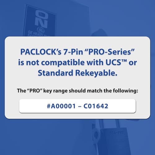 Image of PACLOCK's 90A-PRO Padlock, 1 /4 inch Diameter Hard. Steel Shackle, 3 inch Tall, High Performance 7-Pin Cylinder w / 1 Key, Keyed Alike, Orange