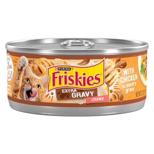 Friskies Purina Extra Gravy Wet Cat Food, Chunky Chicken, (24) 5.5 oz Cans