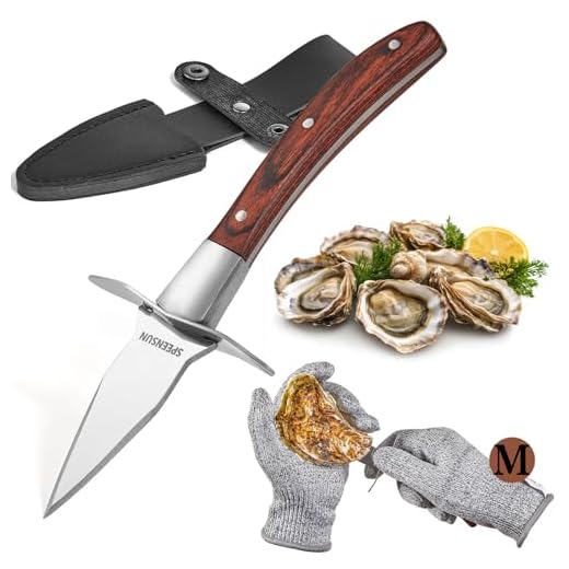 Oyster Shucking Knife,Oyster knife,Speensun Oyster Shucker Knife with Premium Quality Wood-handle With 5-leve Protection Food Grade Oyster Shucking Knife Gloves (M),Oyster Shucking Kit
