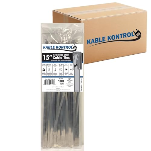 Kable Kontrol Stainless Steel Metal Zip Ties 15 Inch 2500 Pcs, 350 Lbs Test