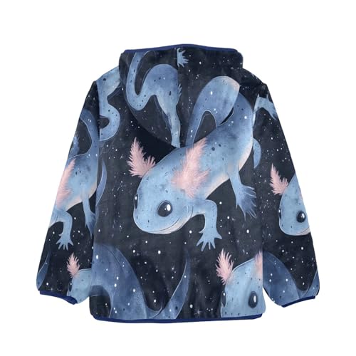 Axolotl Space Pattern Prints Toddler Fleece Jacket Girl Boys Hooded Fleece Jacket Coat Warm Outwear Zip-up 3-10T2