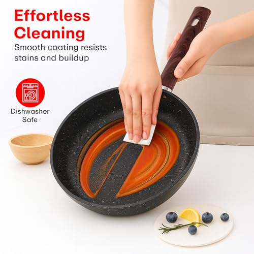 Image of Rioware Non-Stick Granite Frying Pan | Granite Finish | Induction Base | PFOA Free | Non Stick Cookware, Dishwasher Safe| High Temperature Resistant Exterior Coating | 24 Cm