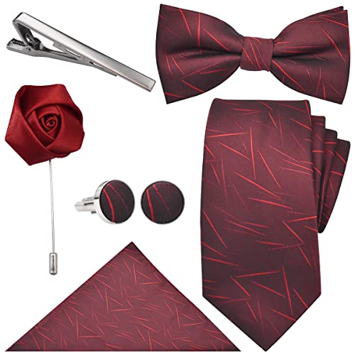 Guador eight-piece dress groom wedding bow tie Achtteiliges Set (Rotwein) Cover