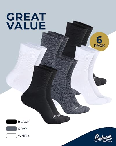 Image of Pembrook Knit Diabetic Socks for Men & Women - 6 Pairs, Wide Non Binding Neuropathy Socks for Women, Smooth Toe Seams