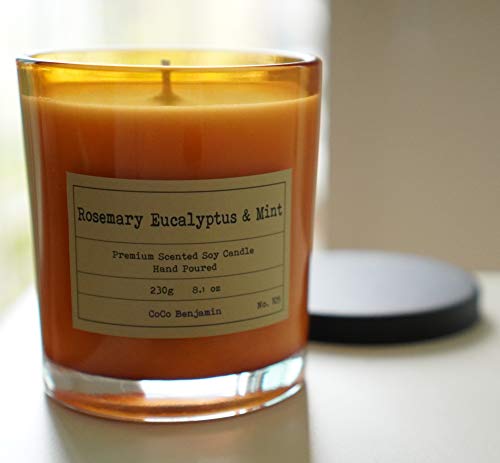 100% Soy, Highly Scented, Hand Poured Soy Candle, 8.1 Oz (Rosemary Eucalyptus & Mint) #TOP1