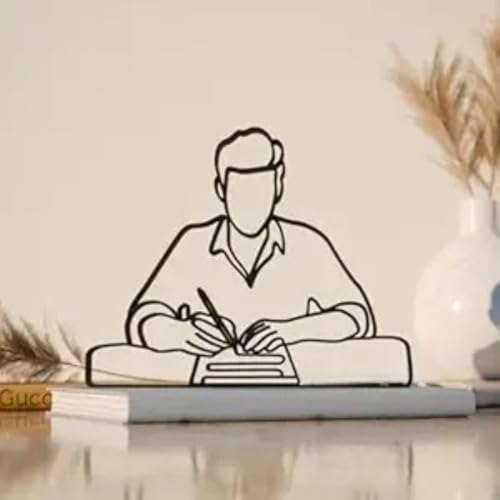EROTNGO Writer Line Art Figure Plastic Creative Writing Inspired Decor Gift Idea Minimal Art Statue for Desk Shelf Home Office Display Modern Interior Reading and Study Decoration India