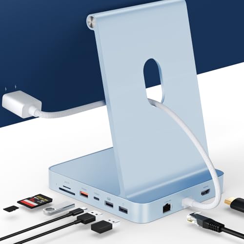Minisopuru DS802PRO Accessoires pour iMac M1/M3/M4, Hub iMac avec HDMI 4K@60Hz, Charge USB C, 2,5GbE, Boîtier SSD M.2 4 to, 4 USB, SD/TF, Audio, Hub USB C pour iMac 24...