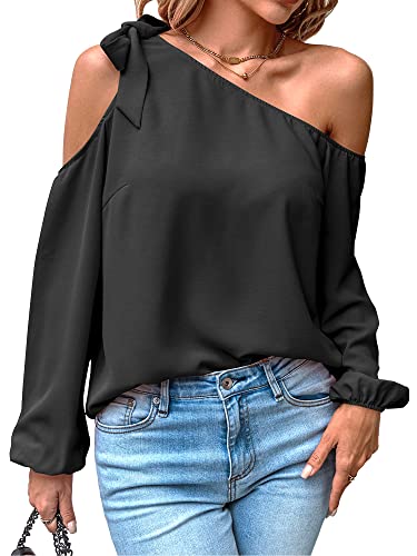 Toplop Bluse Damen Langarmshirt Schulterfrei:...