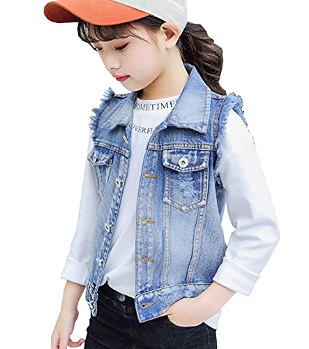 NABER Kids Girls' Fashion Sleeveless Outerwear Denim Jacket Vest Age 4-13 Years