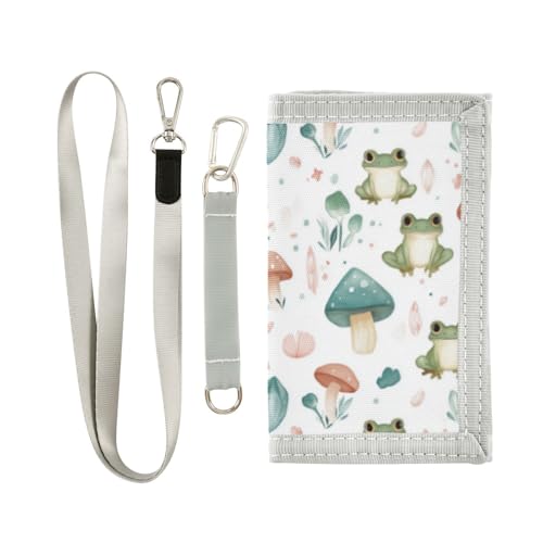 Wusikd Cute Frogs Kids Wallet for Boys Girls Mushrooms Toddler Trifold Wallet Novelty Wallet for Teens Women Men